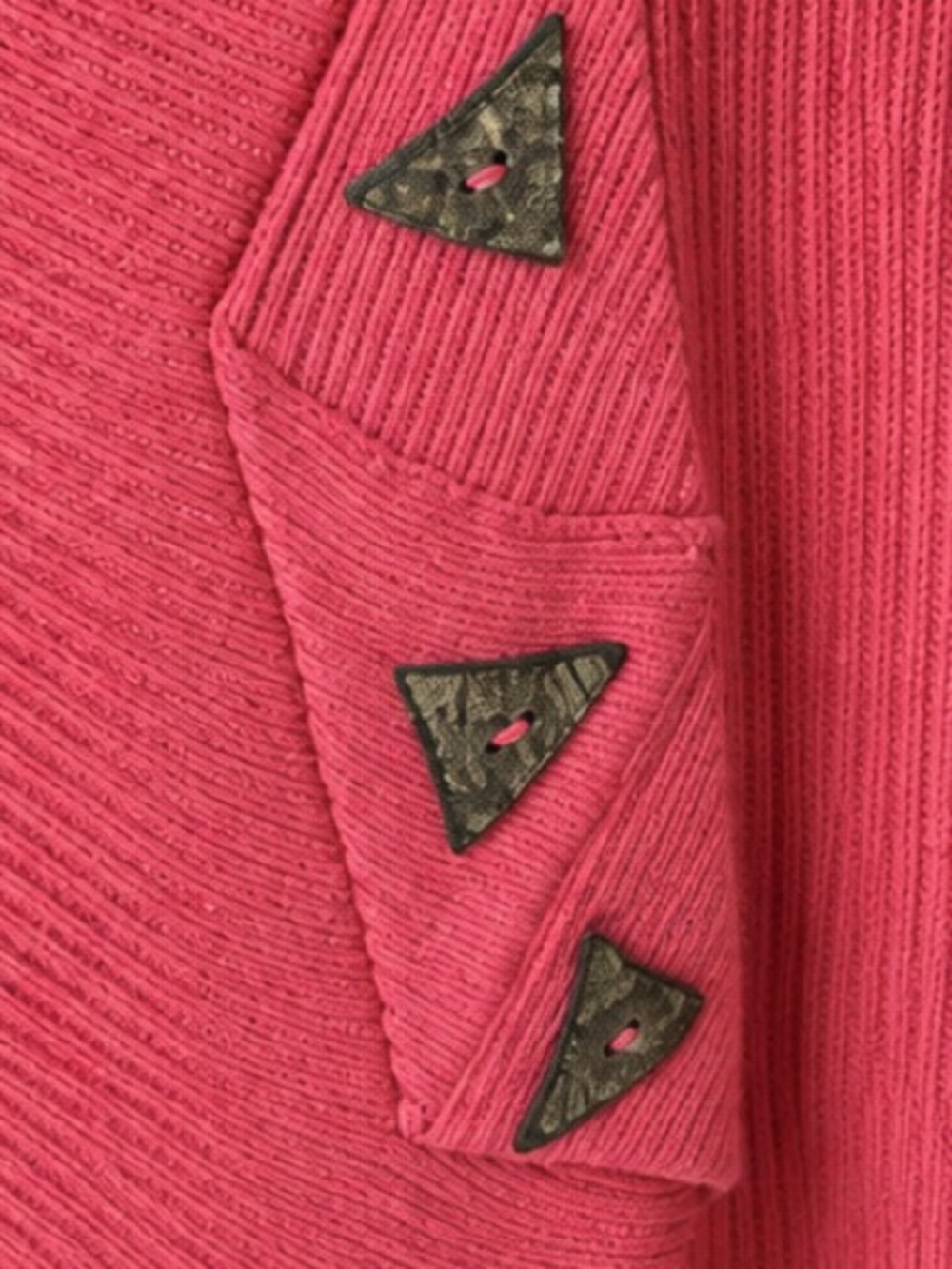 Putorti Made in Canada Coral Pink Asymmetrical Ribbed Knit Sweater P/S - Picture 2 of 5